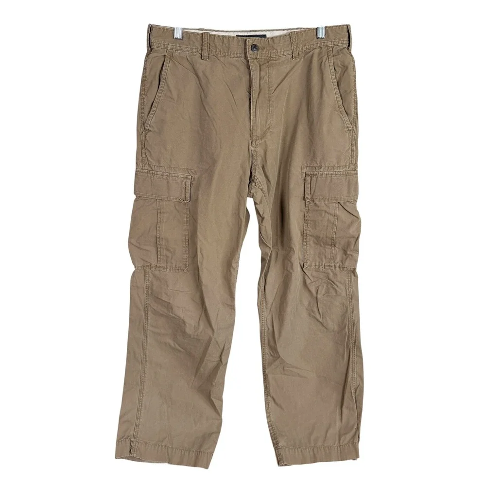 Vintage Banana Republic Cargo Pants Mens 33x30 Brown Cotton Straight Leg Utility
